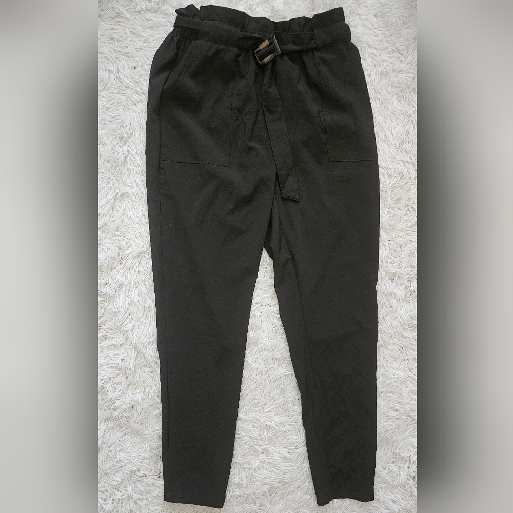 Black High Waist Belted Pants | Women’s Size Large